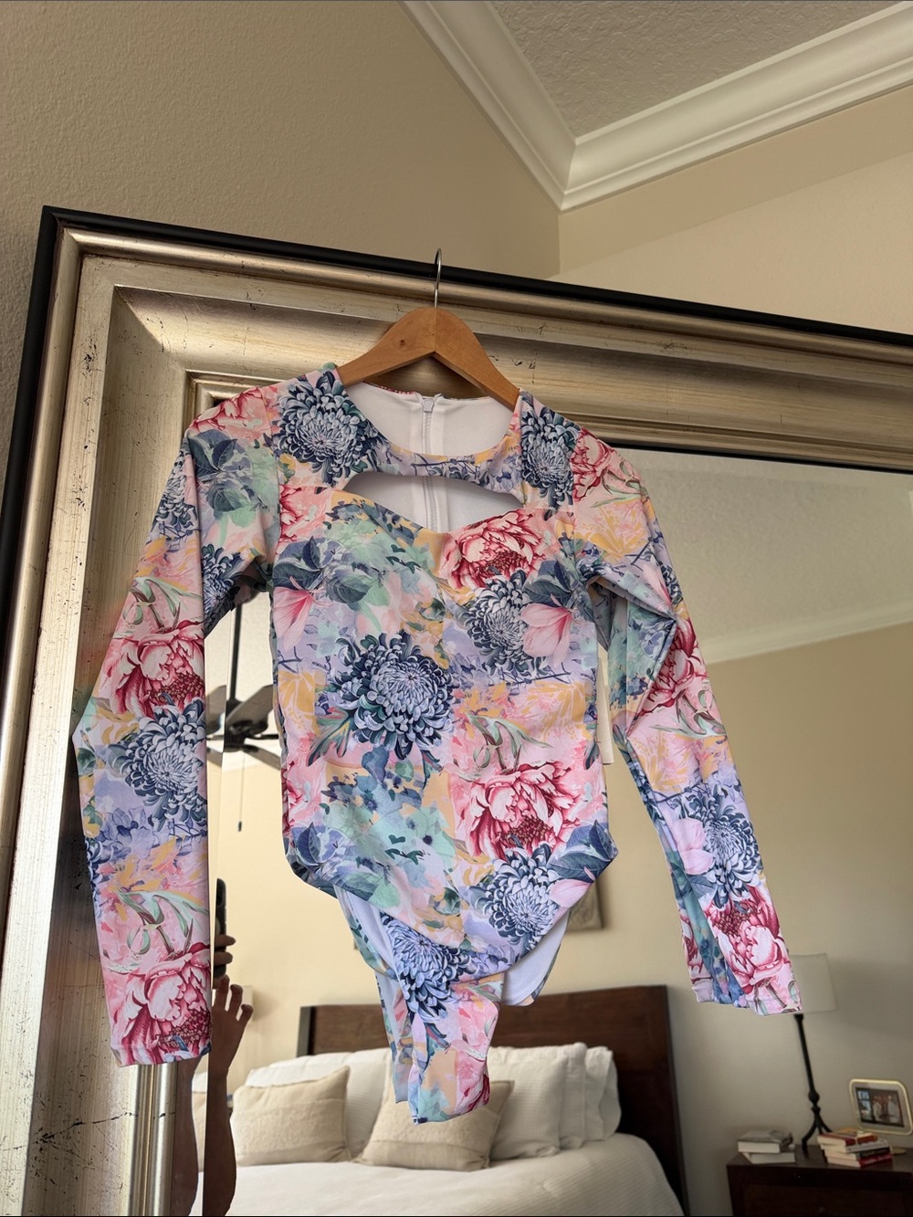 Floral Long-Sleeve Women’s One-Piece Swimsuit - Pastel Multi